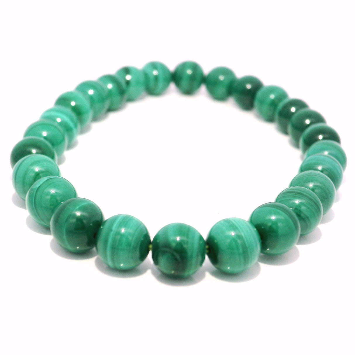 Genuine A+ Malachite Beaded Bracelet - 7mm - 7.5mm Rounds