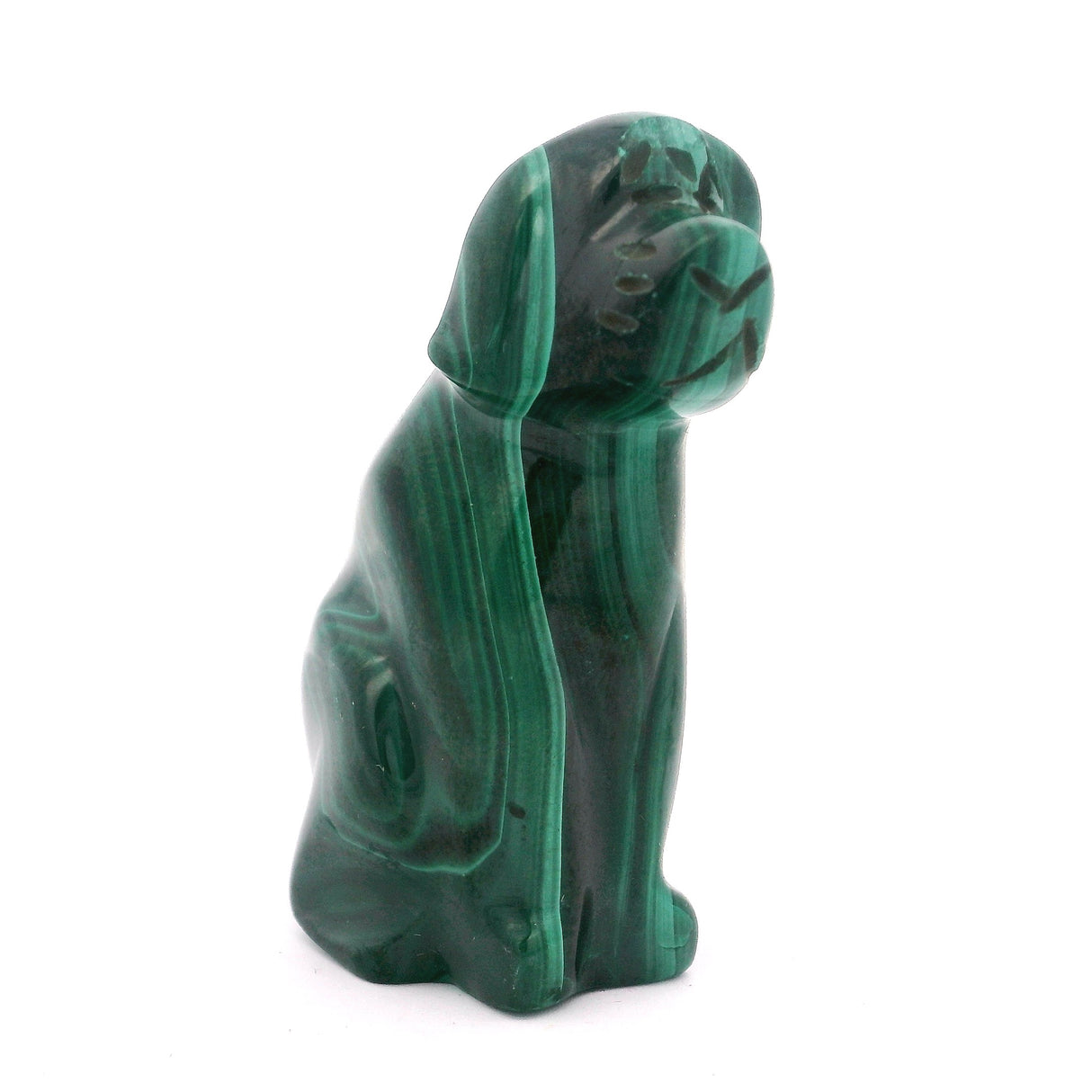 Malachite Animal Carving - Sitting Dog