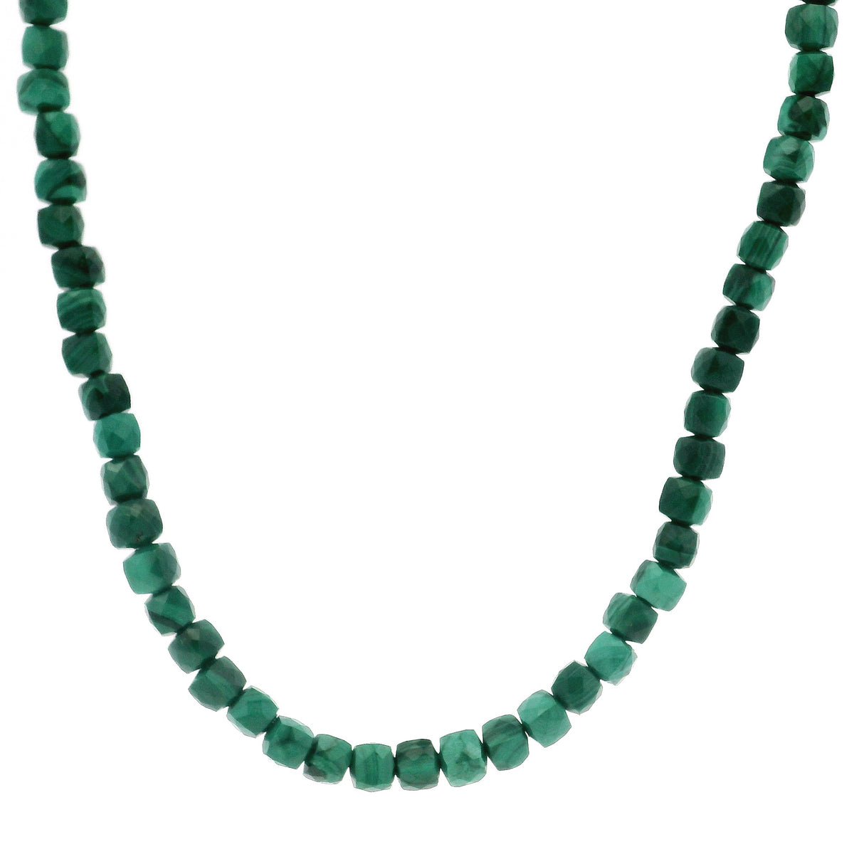 4mm Faceted Square Bead Necklace 21" with Double Carabiner Clasp