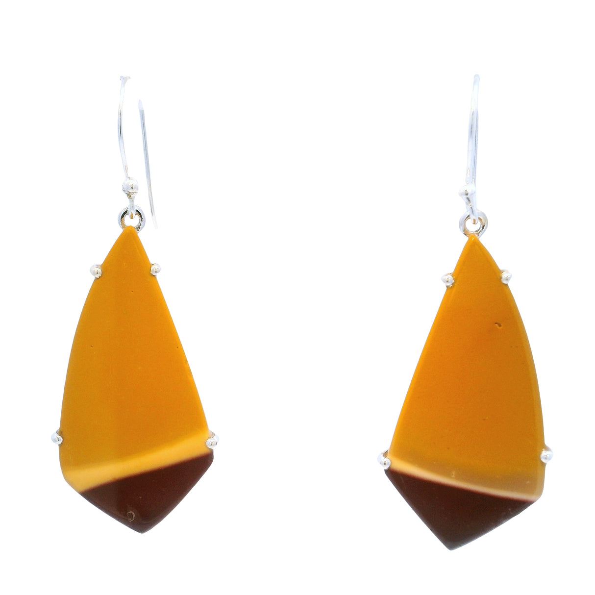 Mookaite Jasper Dangle Earrings - Freeform Flat Prong Set