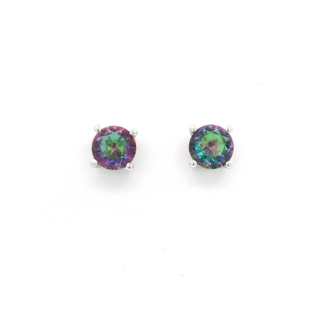 Faceted Prong Set Precious Gemstone in Rhodium Vermeil 925 Sterling Silver