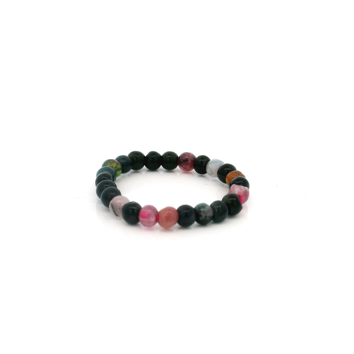 Bague en perles de tourmaline multicolore 2 mm