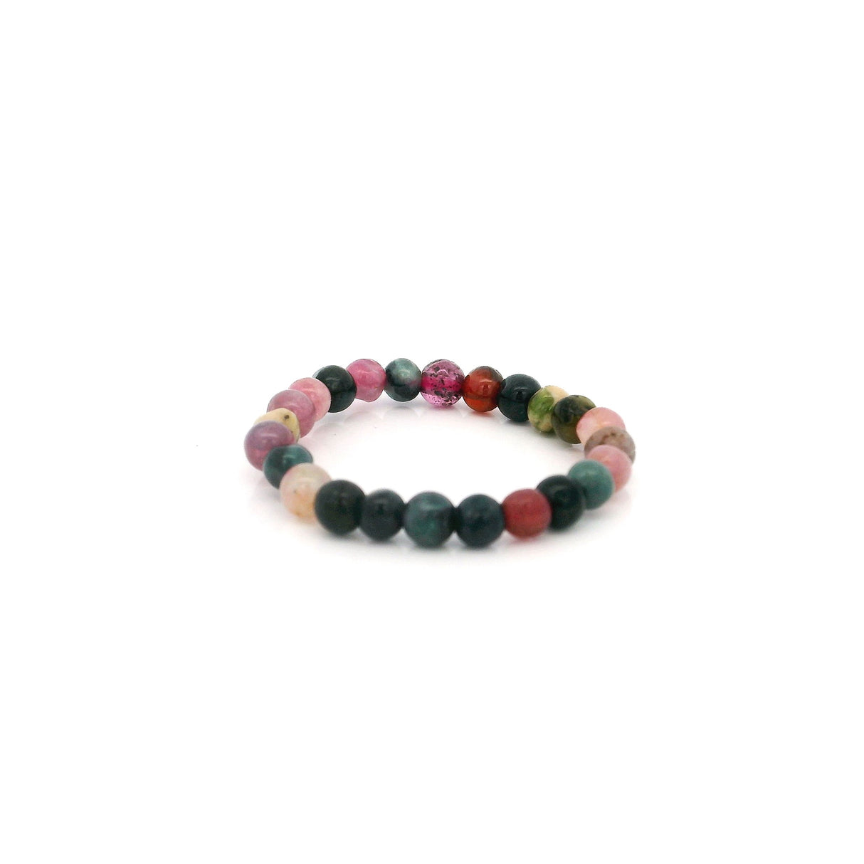 Bague en perles de tourmaline multicolore 2 mm