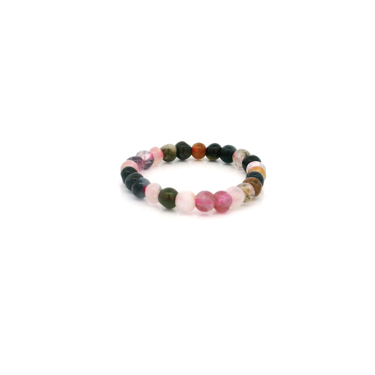 Bague en perles de tourmaline multicolore 2 mm