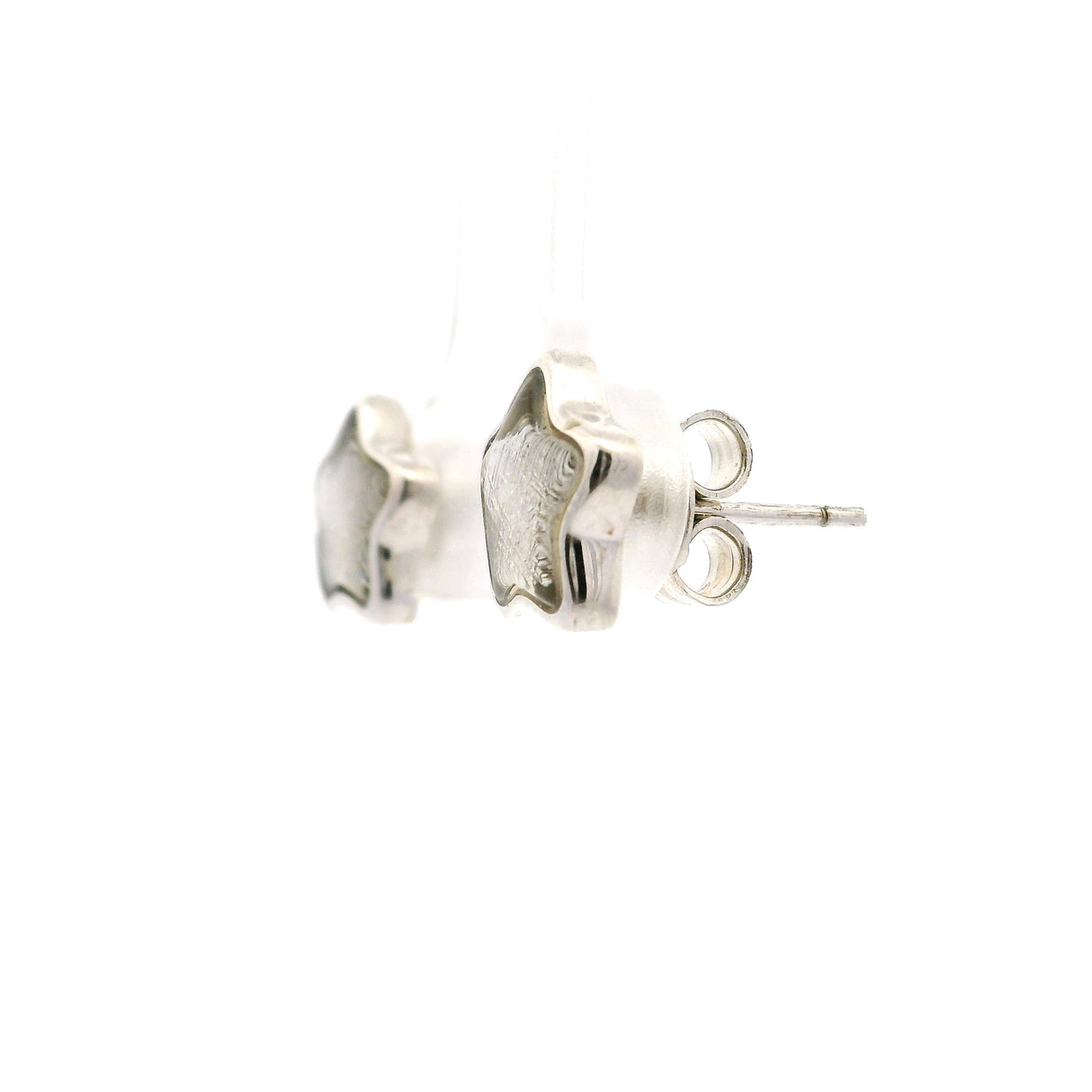 Munionalusta Meteorite Star Earring Studs with White Gold Vermeil and Sapphire Crystal Cabochons