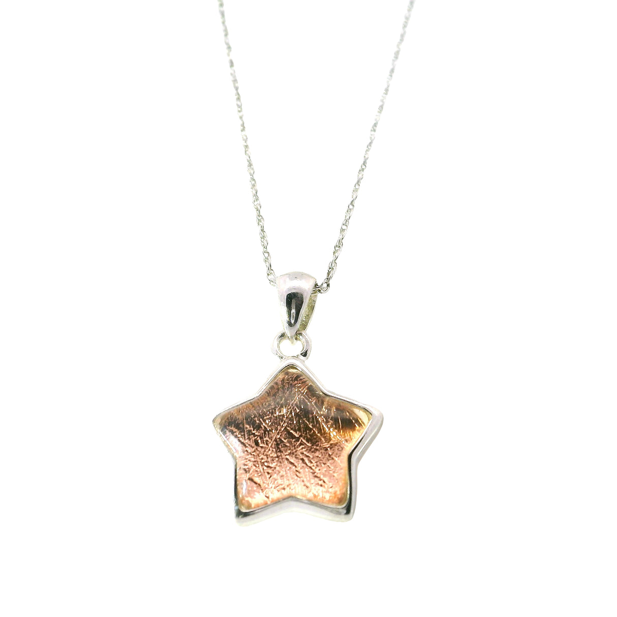 Munionalusta Meteorite Star Pendant with Copper Vermeil and Sapphire Crystal Cabochon 2-Sided with Accompanying 16" Rope Chain