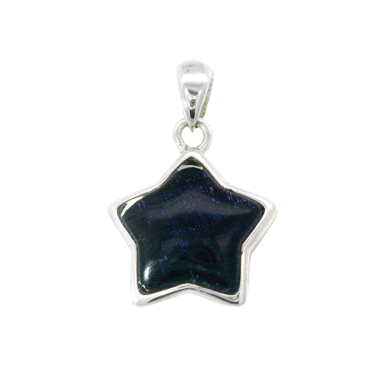 Munionalusta Meteorite Star Pendant with Blue Vermiel and Sapphire Crystal Cabochon 2-Sided with Accompanying 16" Rope Chain
