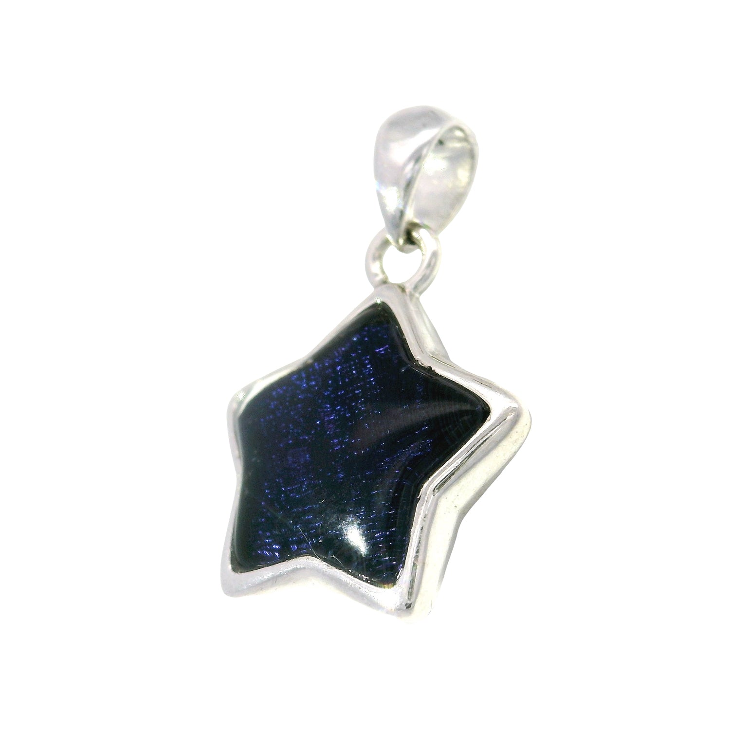 Munionalusta Meteorite Star Pendant with Blue Vermiel and Sapphire Crystal Cabochon 2-Sided with Accompanying 16" Rope Chain