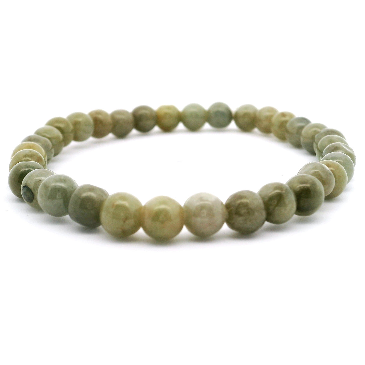Bracelet de jade - Jadéite blanche verte 6 mm