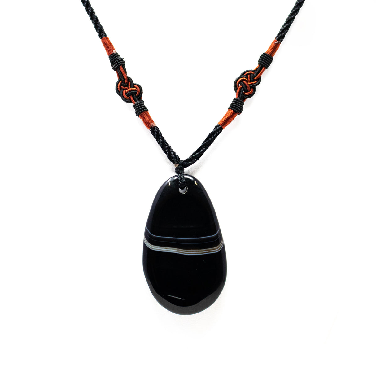 Sardonyx Drilled Pendant With Woven Adjustable Necklace