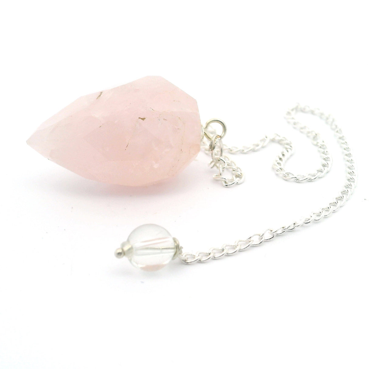 Rose Quartz Faceted Droplet Gemstone Pendulum