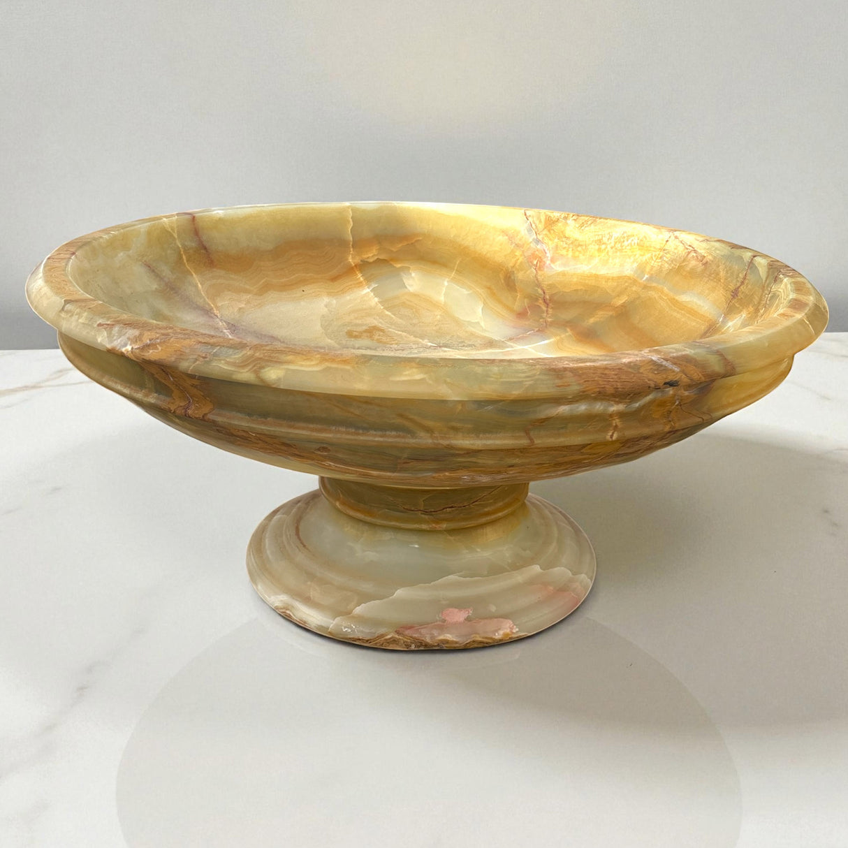 Green Talan Onyx Dish with Pedestal