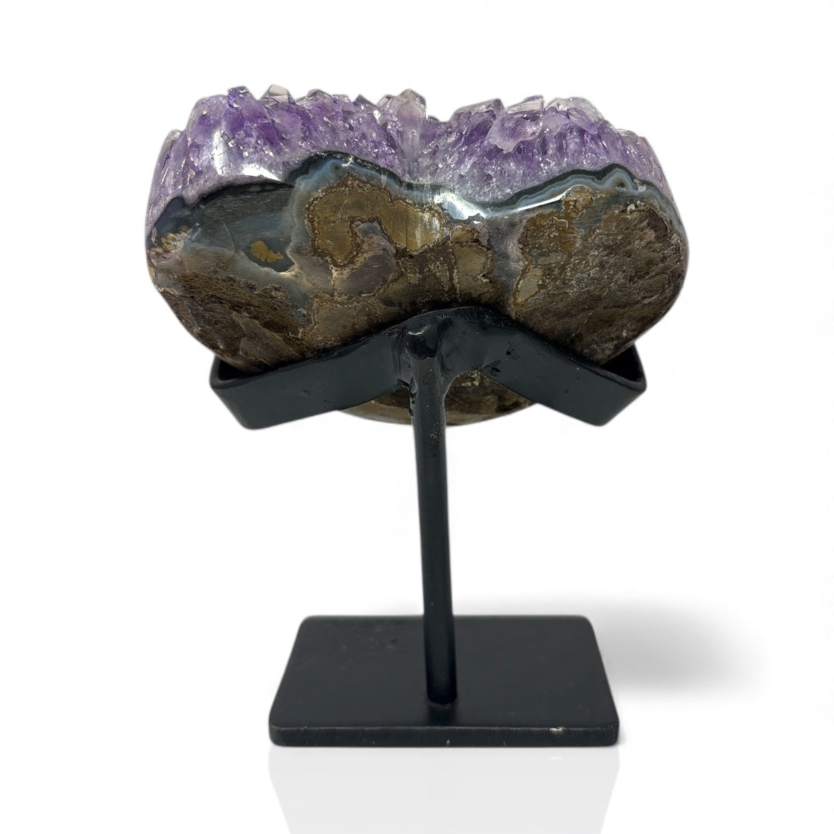 Amethyst Crystal Heart On Fitted Rectangle Stand