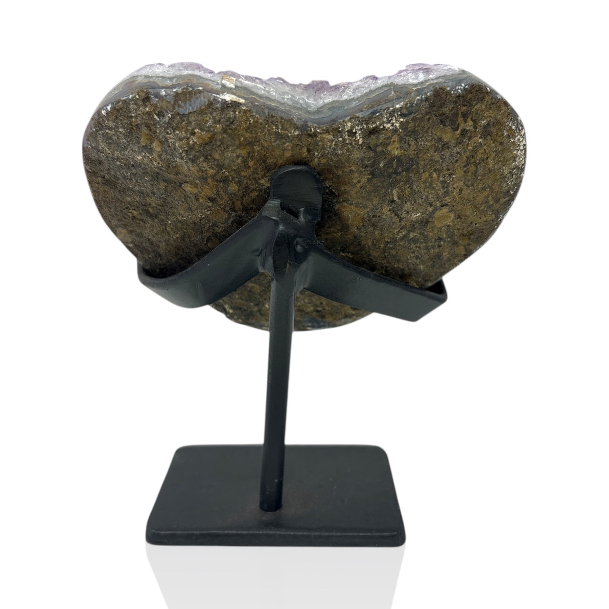 Amethyst Crystal Heart On Fitted Rectangle Stand
