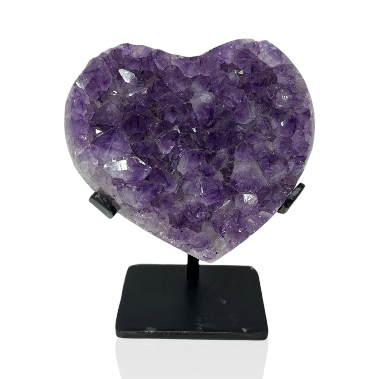 Amethyst Crystal Heart On Fitted Rectangle Stand