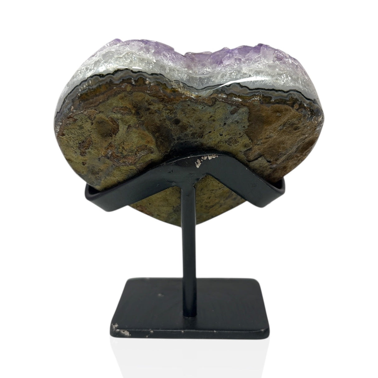 Amethyst Crystal Heart On Fitted Rectangle Stand