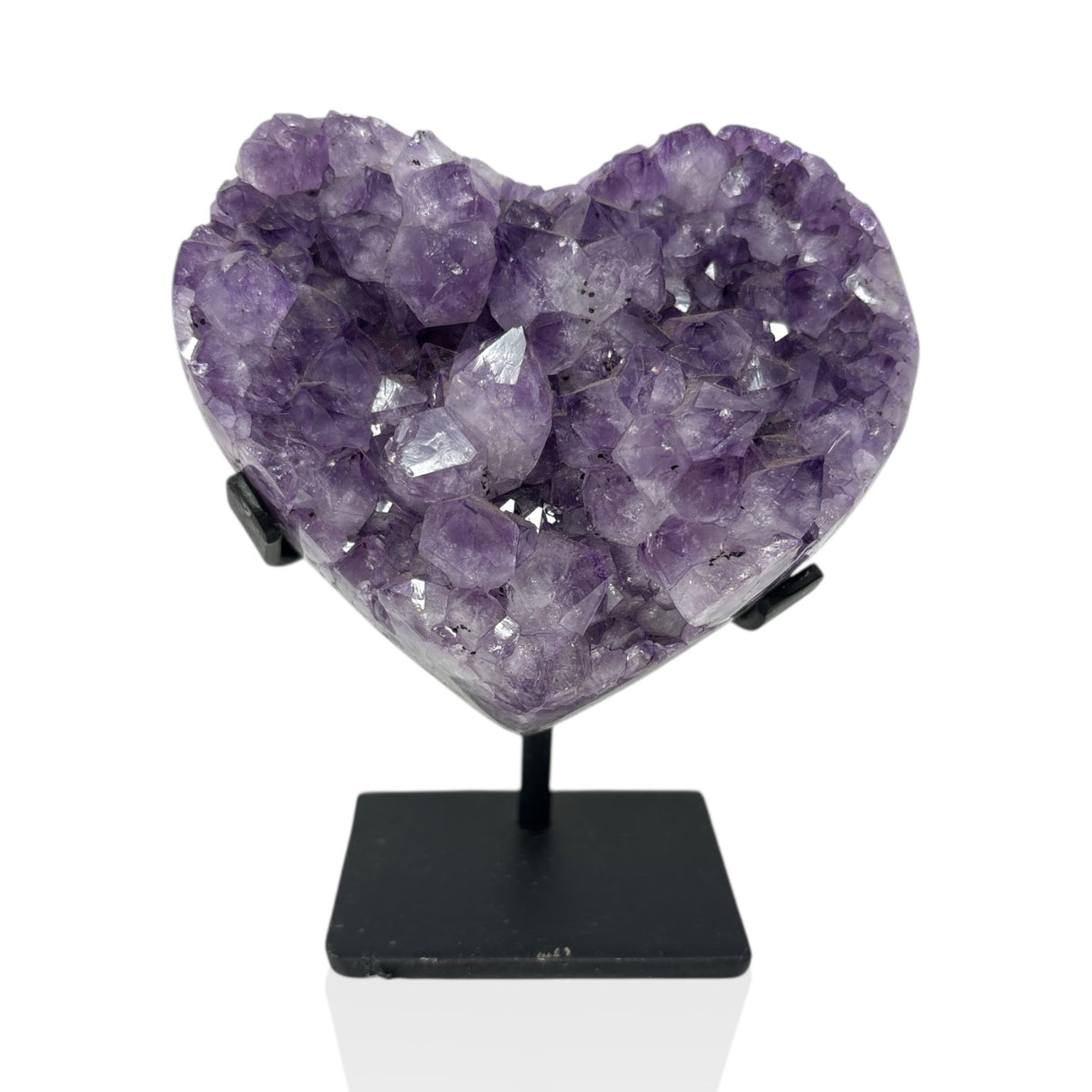 Amethyst Crystal Heart On Fitted Rectangle Stand