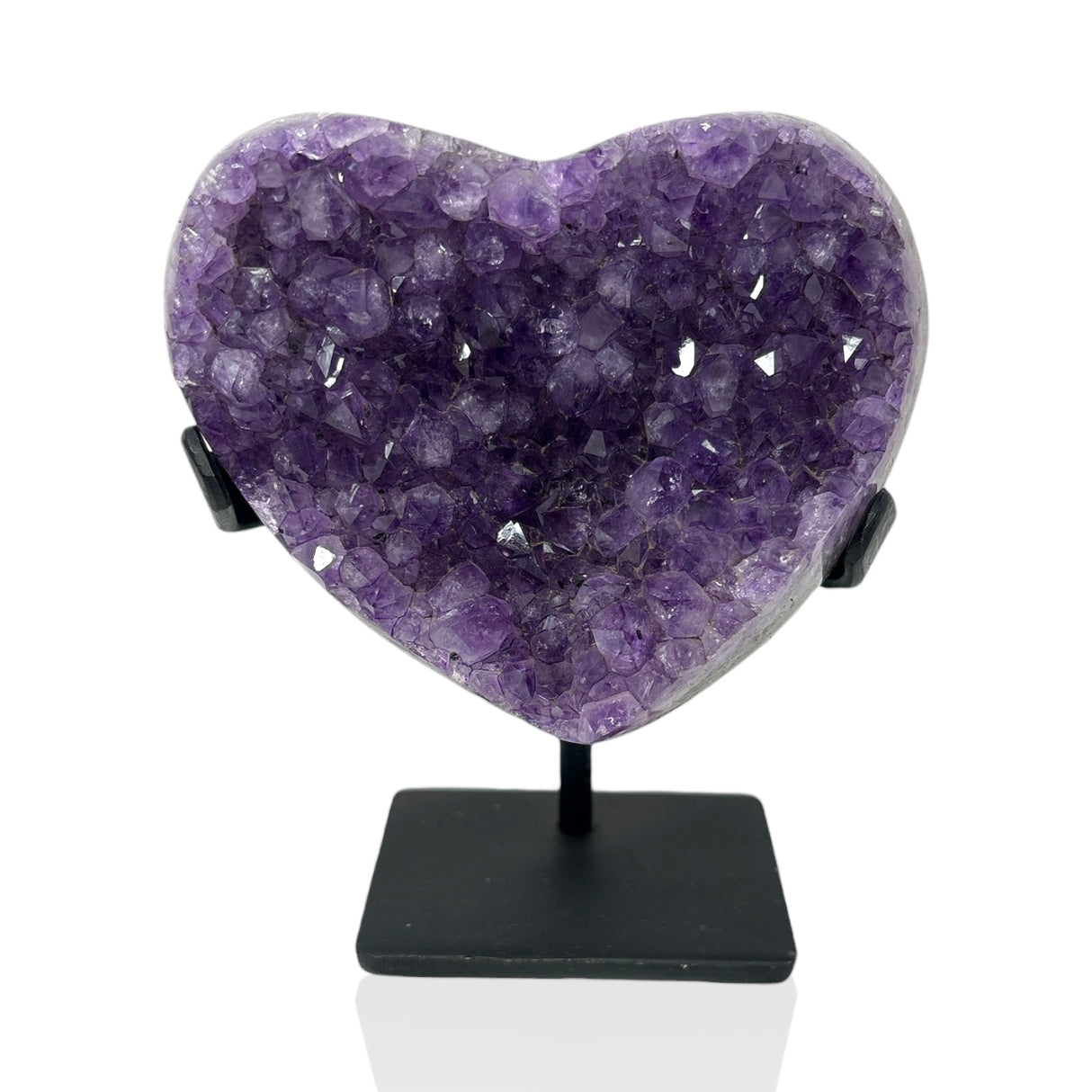Amethyst Crystal Heart On Fitted Rectangle Stand