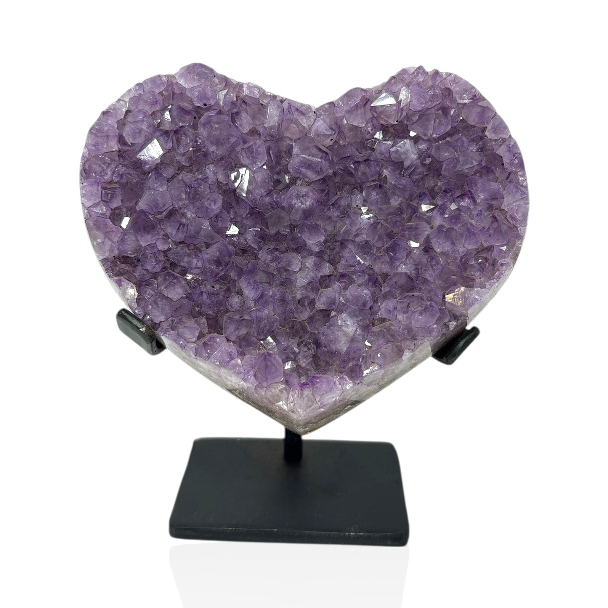 Amethyst Crystal Heart On Fitted Rectangle Stand