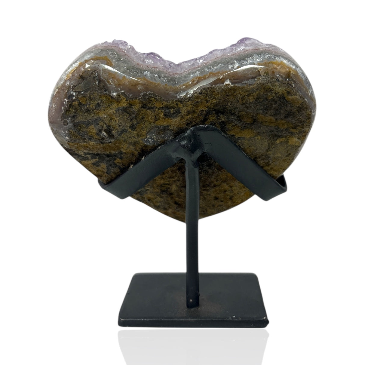 Amethyst Crystal Heart On Fitted Rectangle Stand
