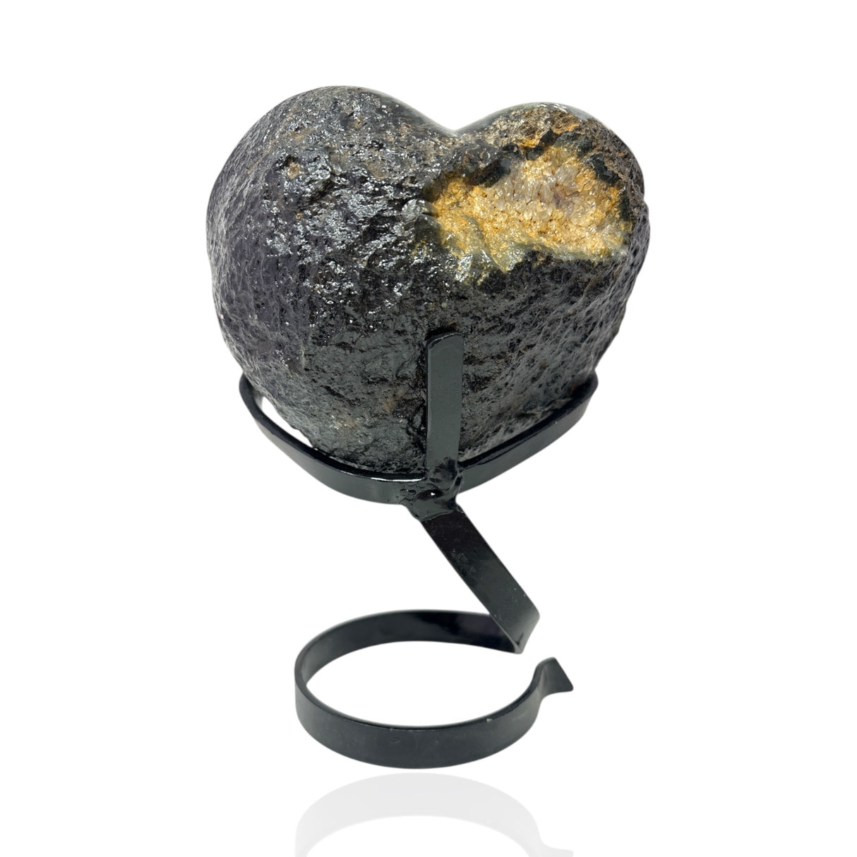 Amethyst Crystal Heart On Spiral Custom Stand with Deep Geode Expression