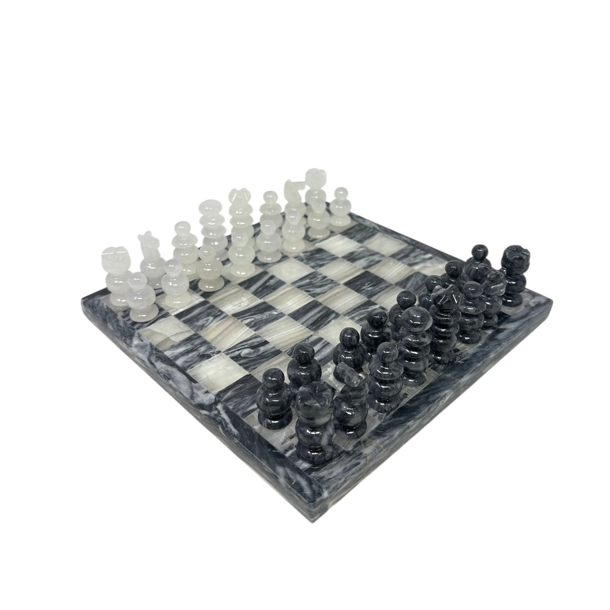 Hand Carved Mexican Onyx Stone Chess Set - Small 7.5"