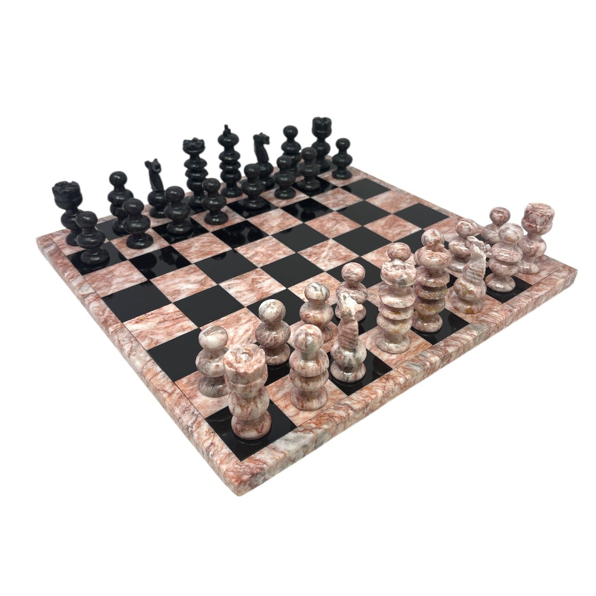 Hand Carved Mexican Onyx Stone Chess Set - Large 14"