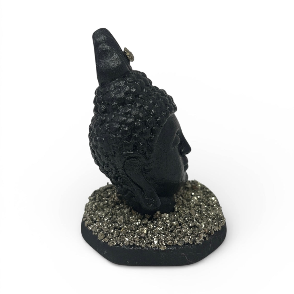 Shungite & Pyrite Thai Buddha Sculpture (Frequency-Infused)