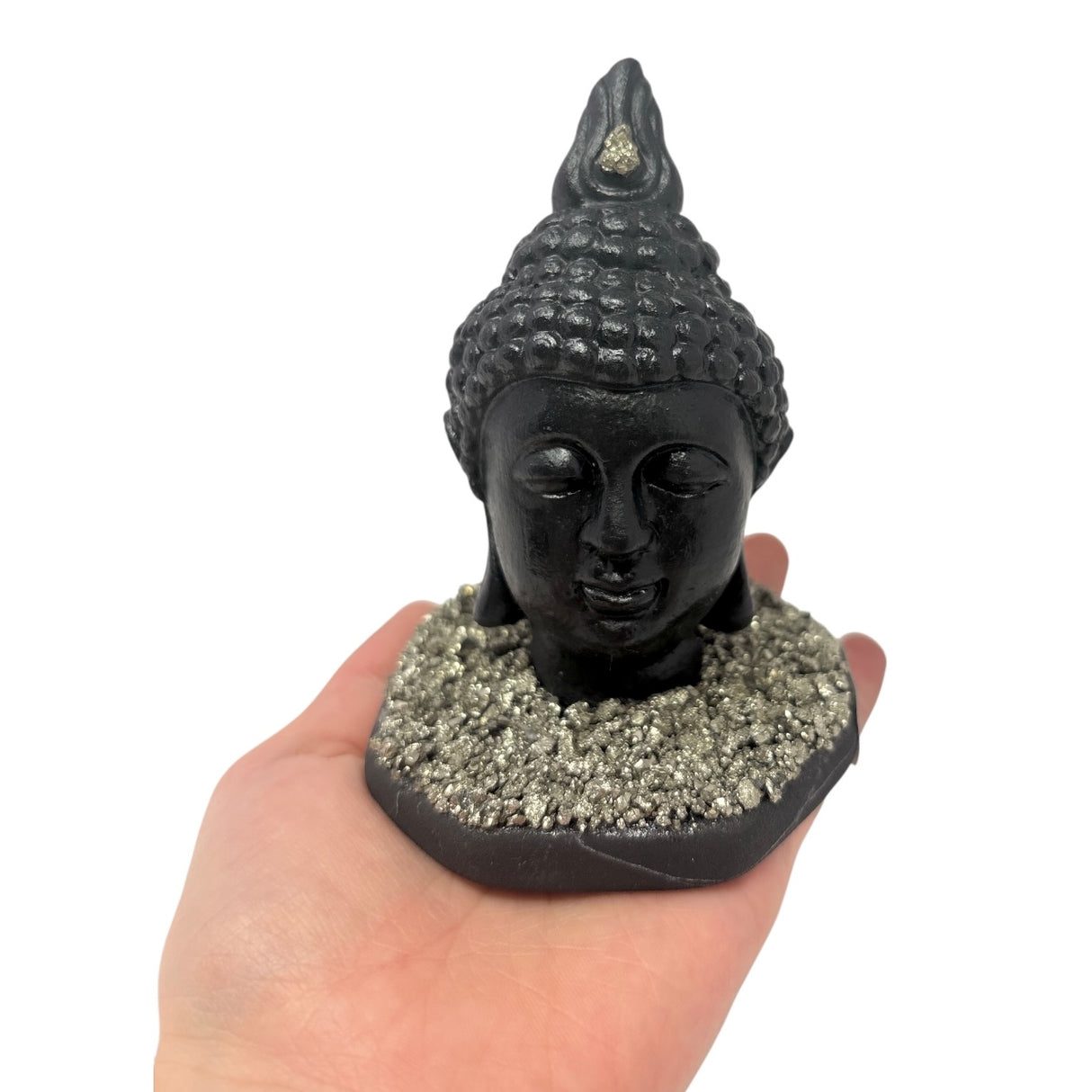 Shungite & Pyrite Thai Buddha Sculpture (Frequency-Infused)