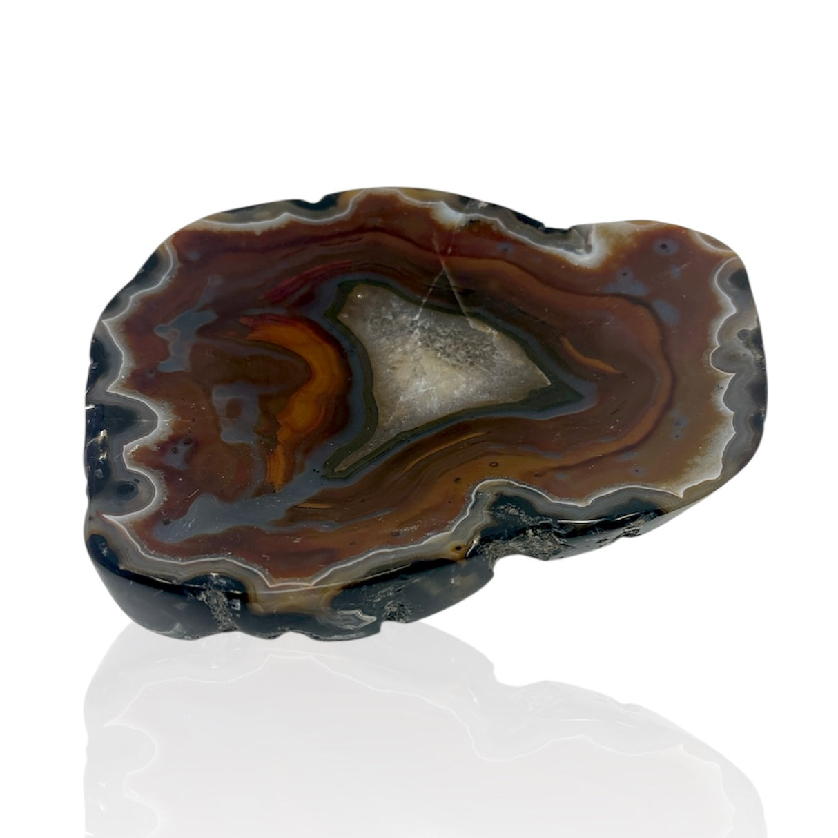Carnelian Agate Dish with Fortified Quarz Center and Unique Shape