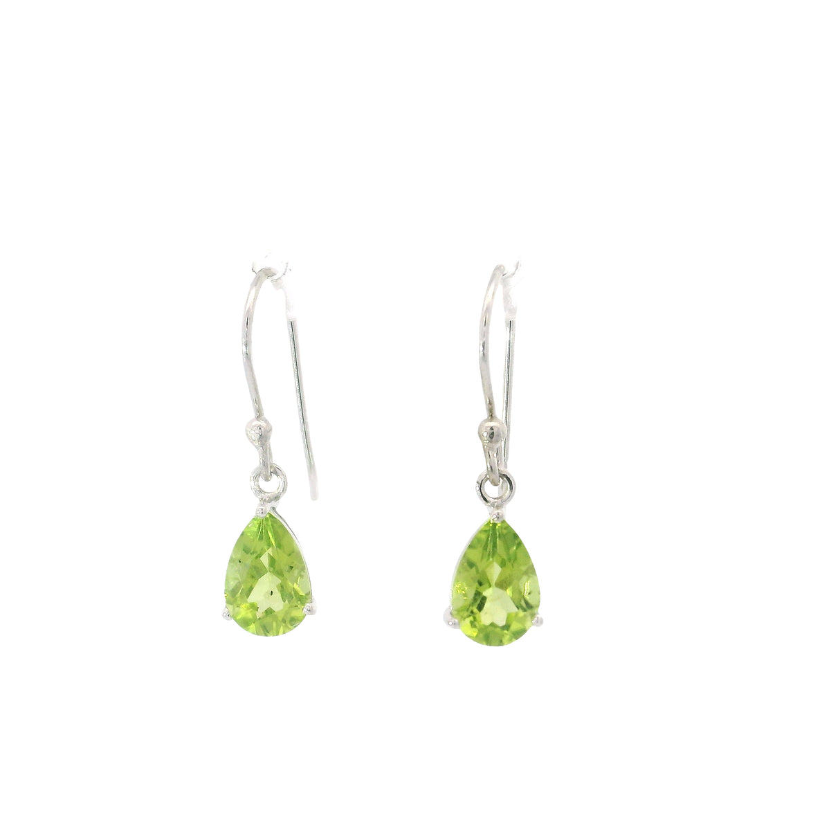 Faceted Peridot Prong Set Dangle Earrings