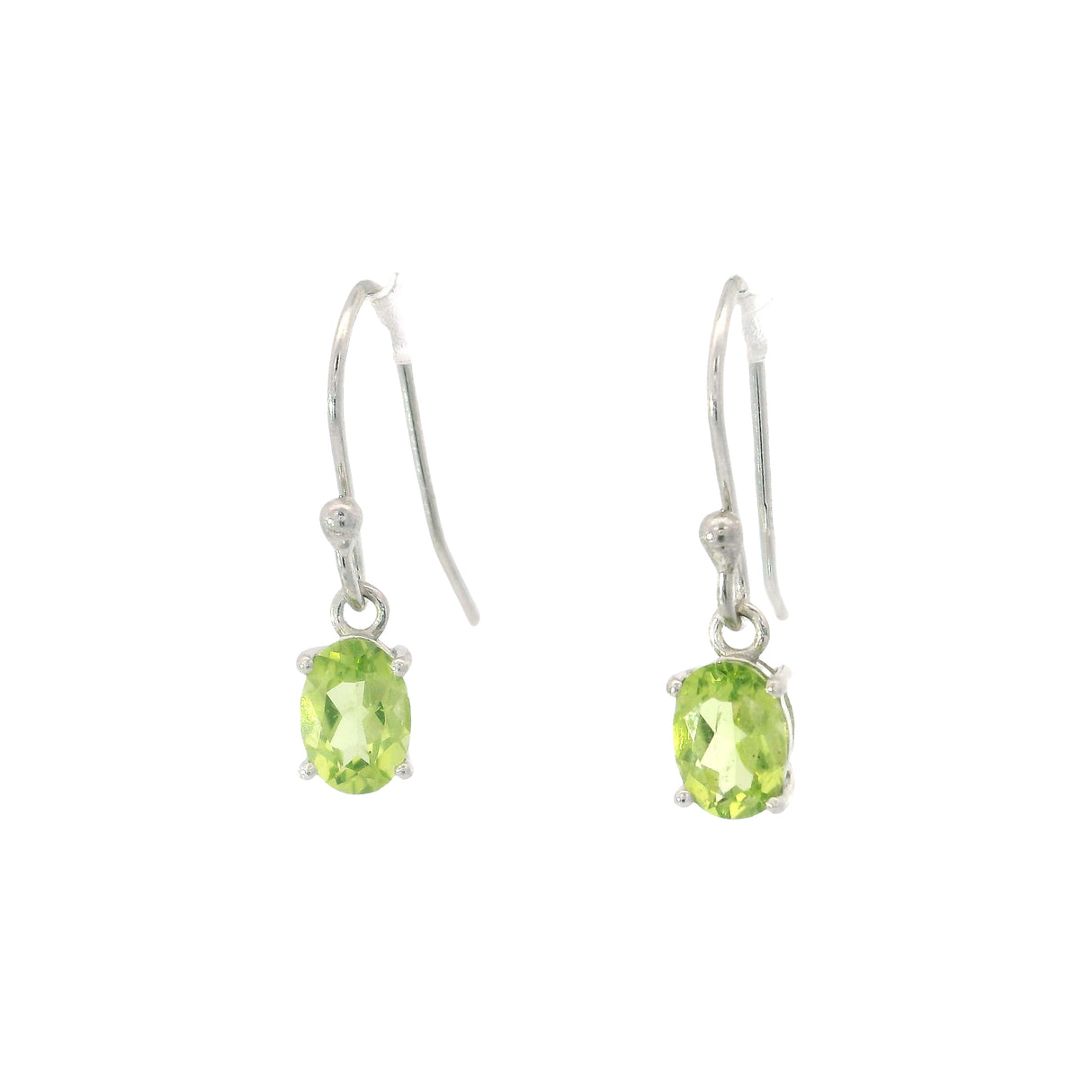 Faceted Peridot Prong Set Dangle Earrings