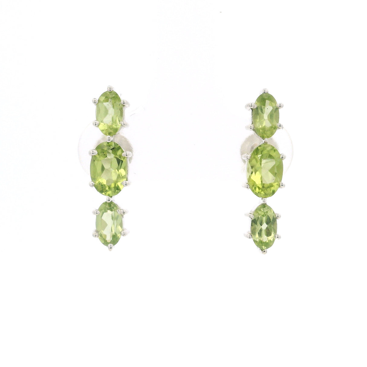 Clous d'oreilles en labradorite - 3 ovales à facettes sertis de griffes en argent sterling 925