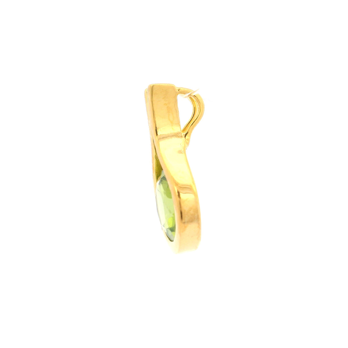 Faceted Peridot Round Pendant in U-Setting with Included Bail and Gold Overlay in 925 Sterling Silver