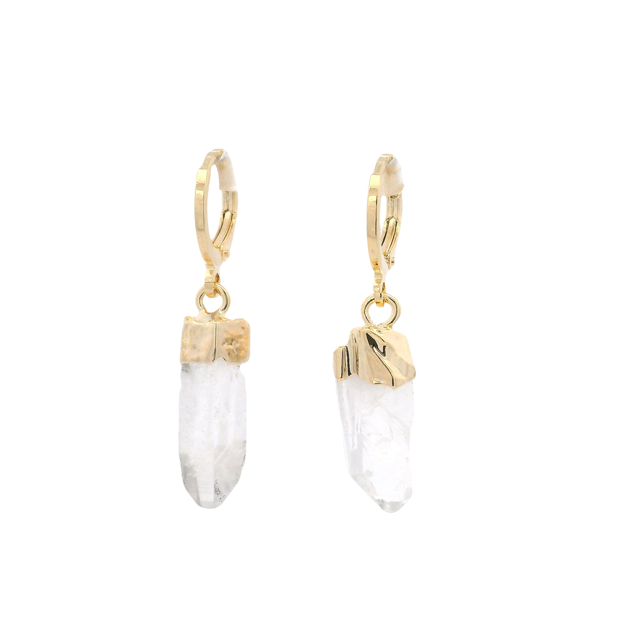 Unpolished Dangle Earrings - Plated Huggies Over Brass