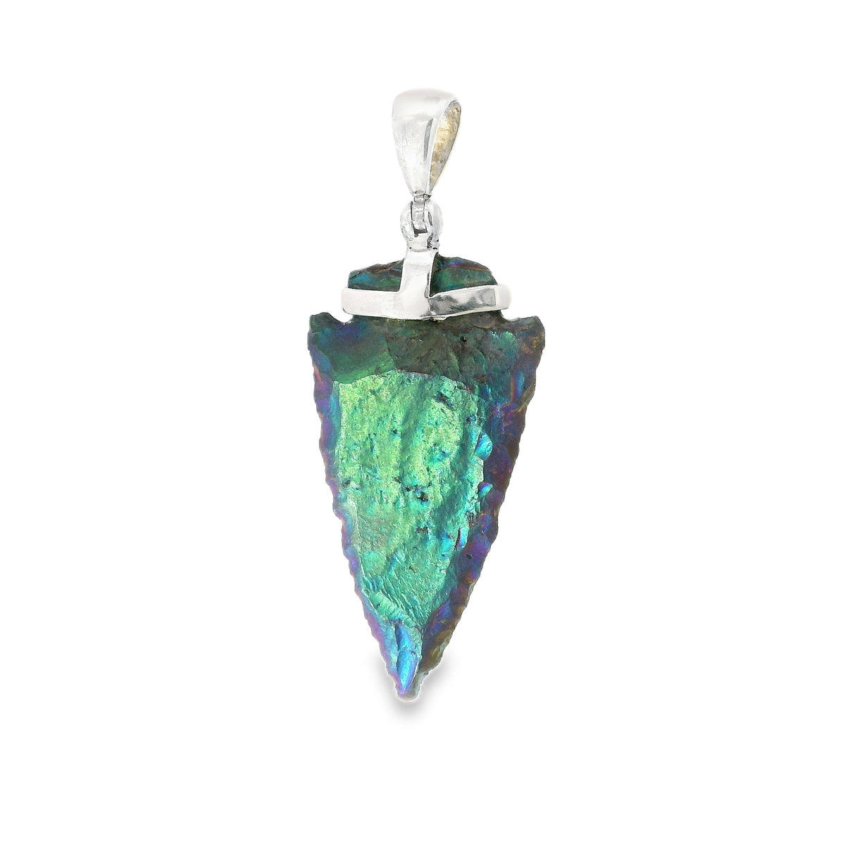 Quartz Arrowhead Pendant with Titanium Coating