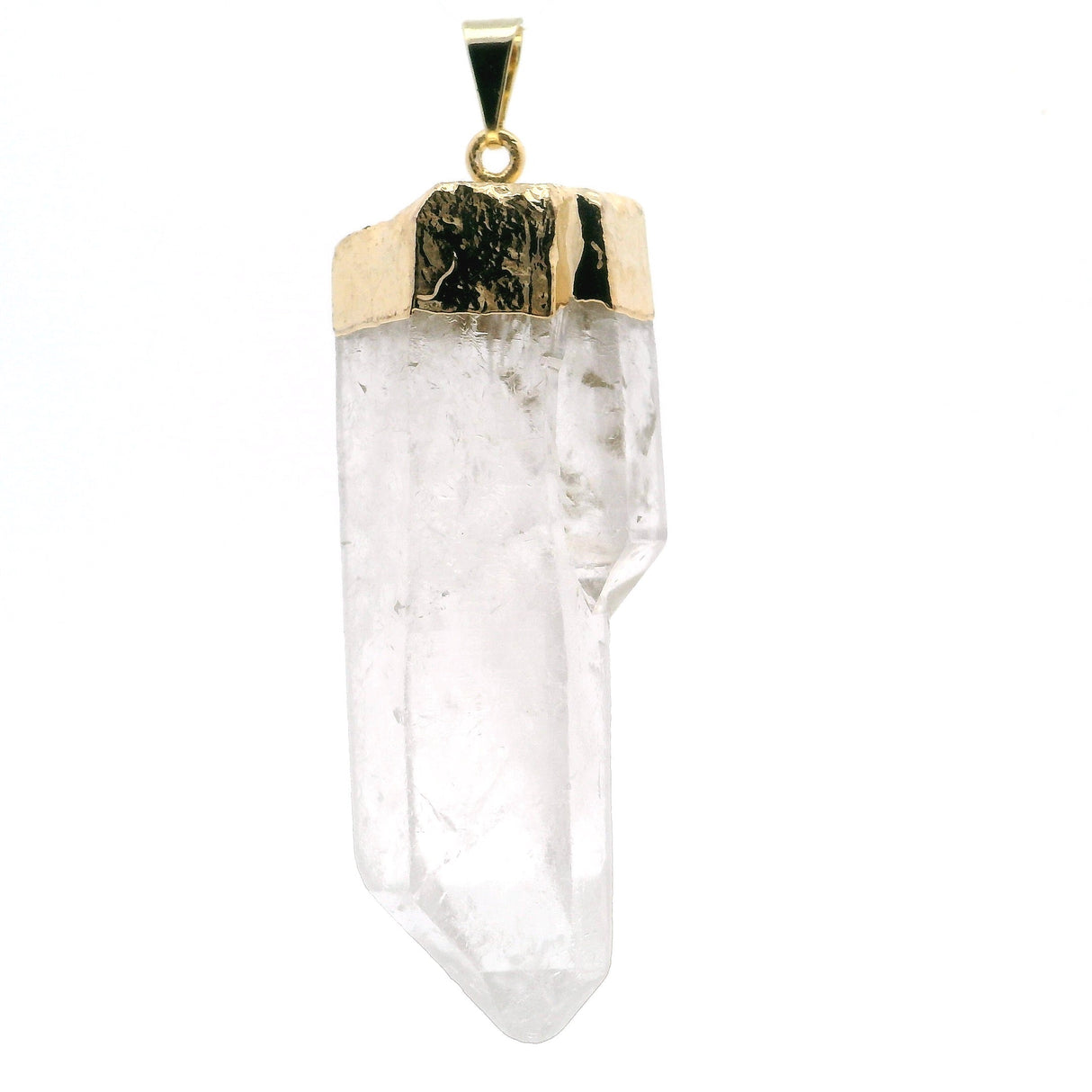 Quartz Crystal Point Pendant with Plated Gold Cap