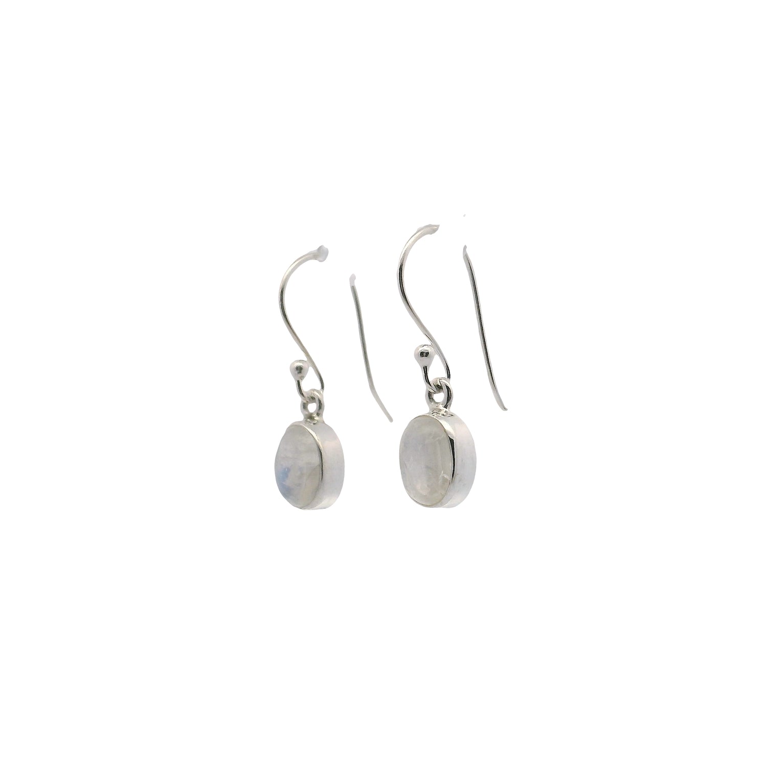 Rainbow Moonstone Oval Dangle Earrings - 6 x 8