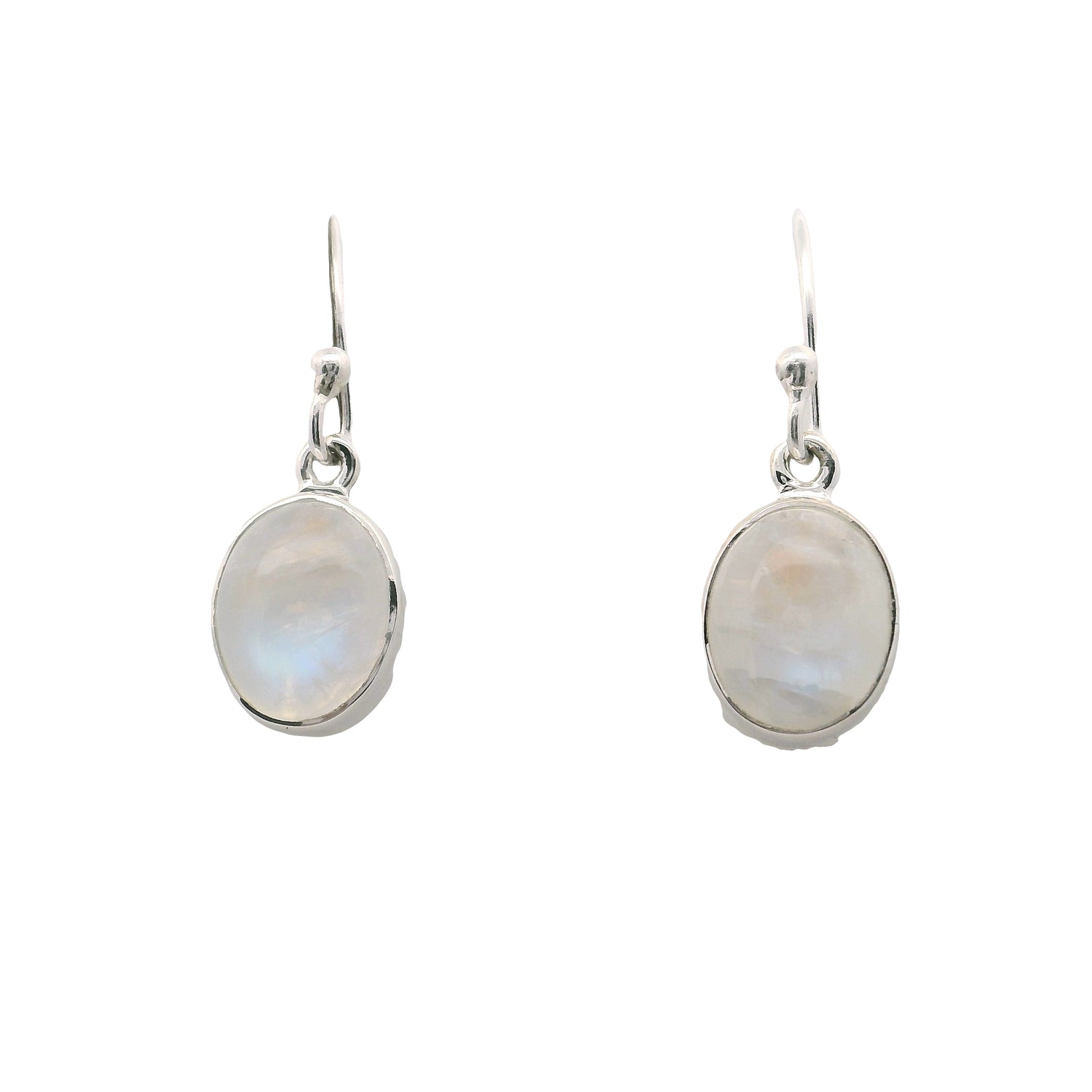 Rainbow Moonstone Oval Dangle Earrings - 8 x 10
