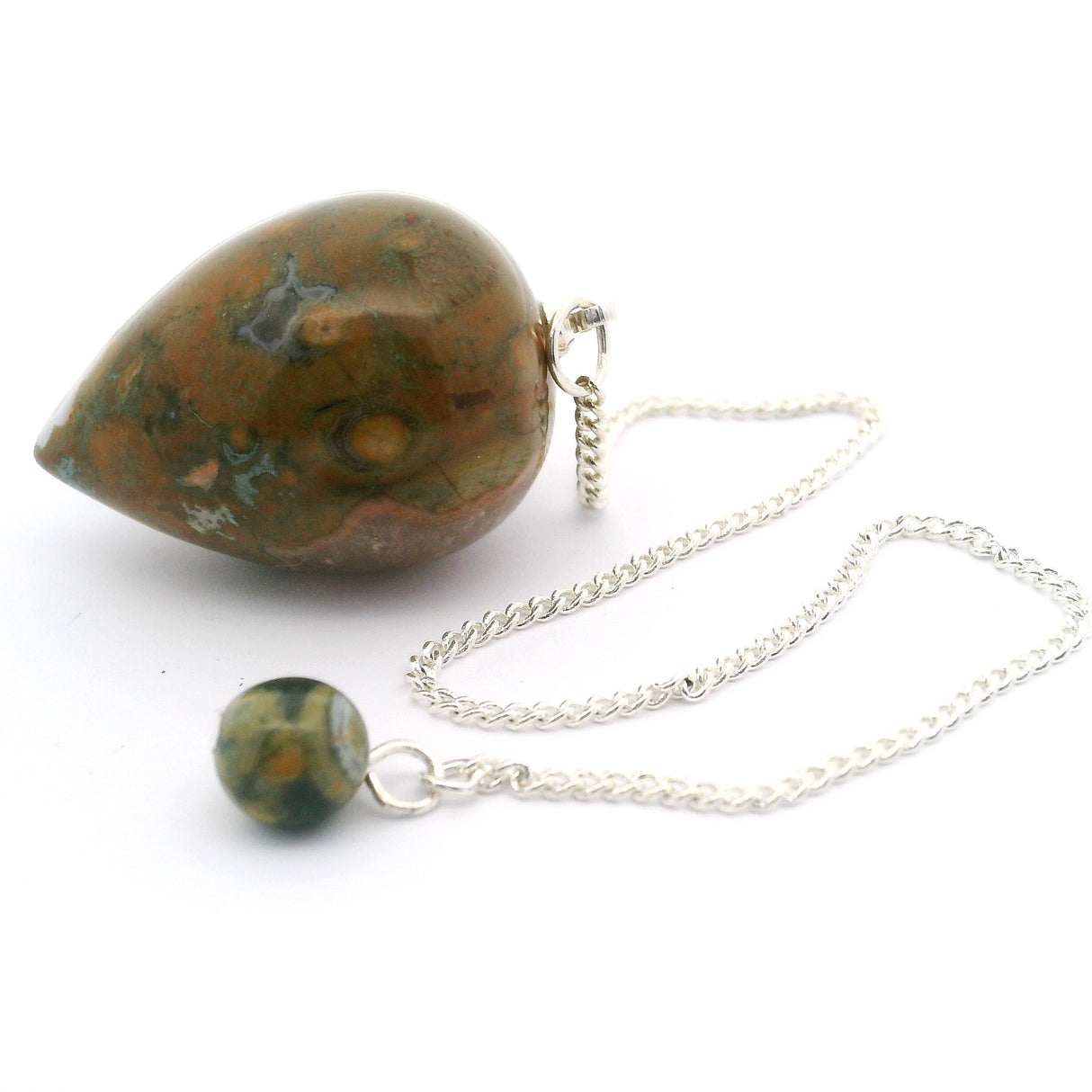 Rainforest Jasper Droplet Gemstone Pendulum