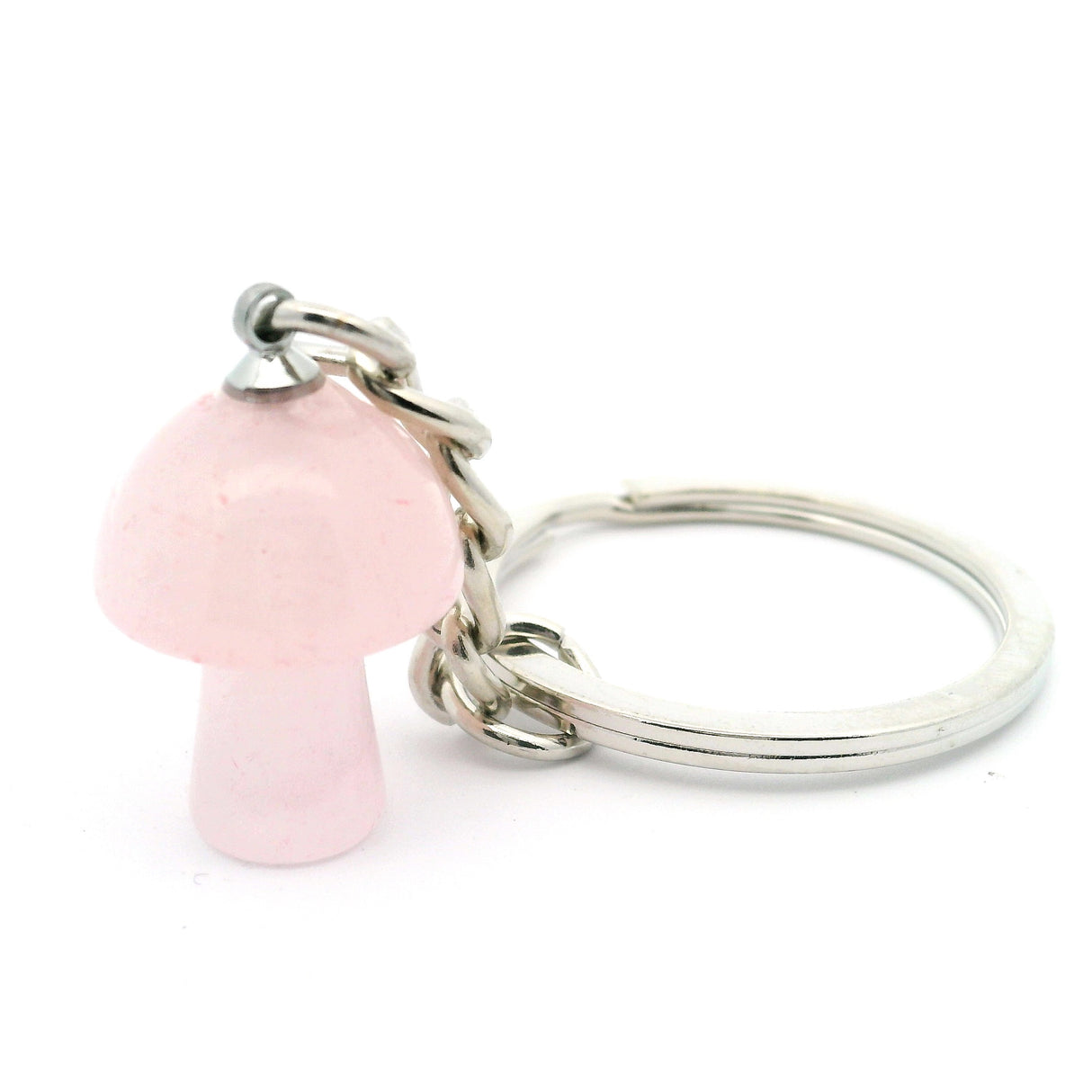 Rose Quartz Mushroom Keychain