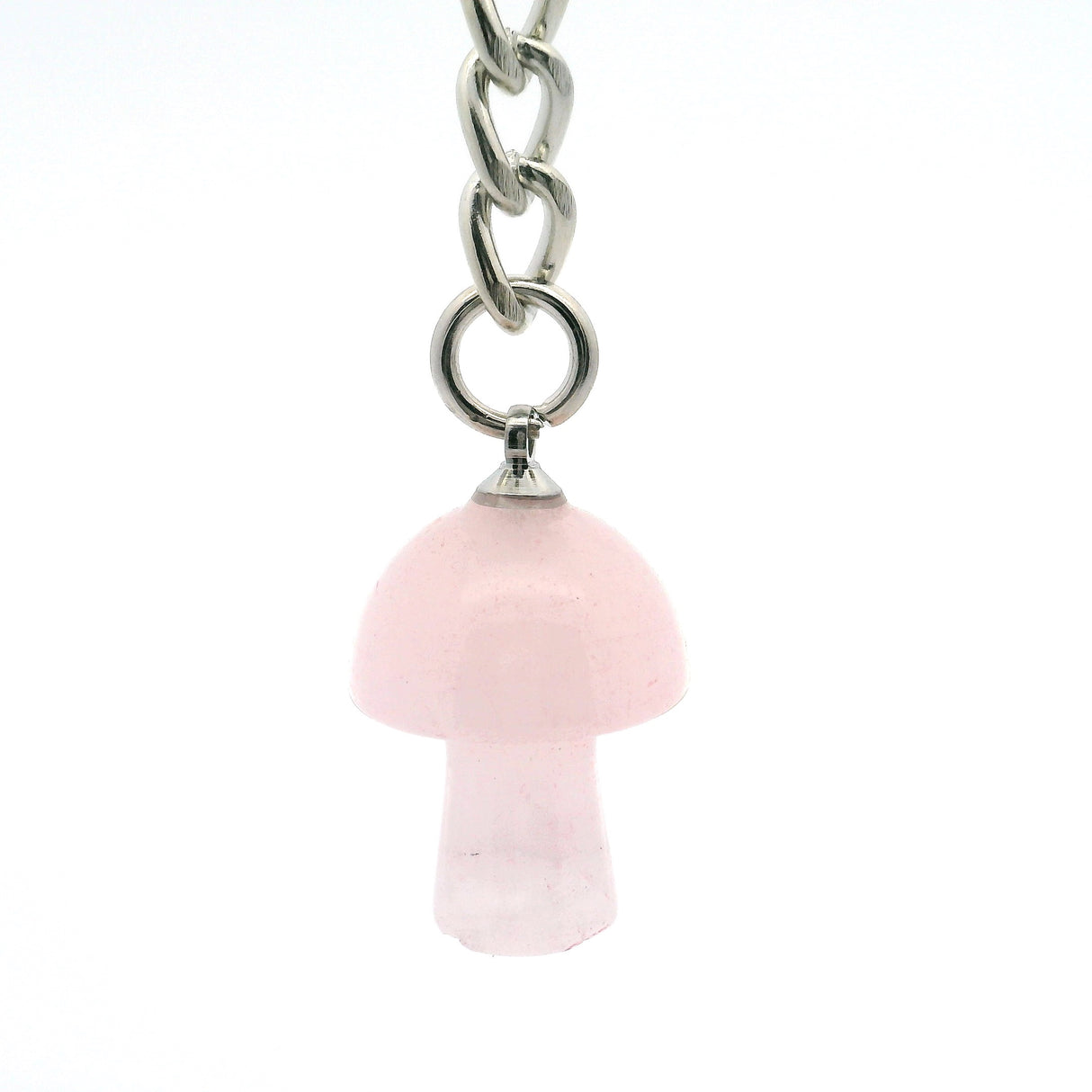Rose Quartz Mushroom Keychain