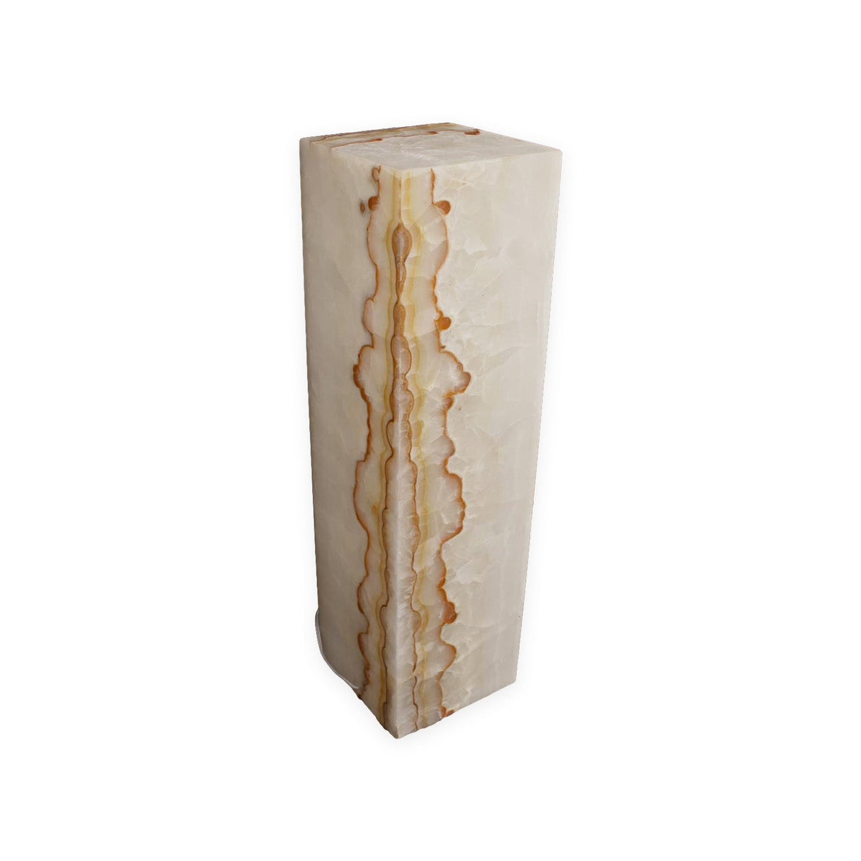 Orange Tehucan Onyx Square Pedestal Luminary