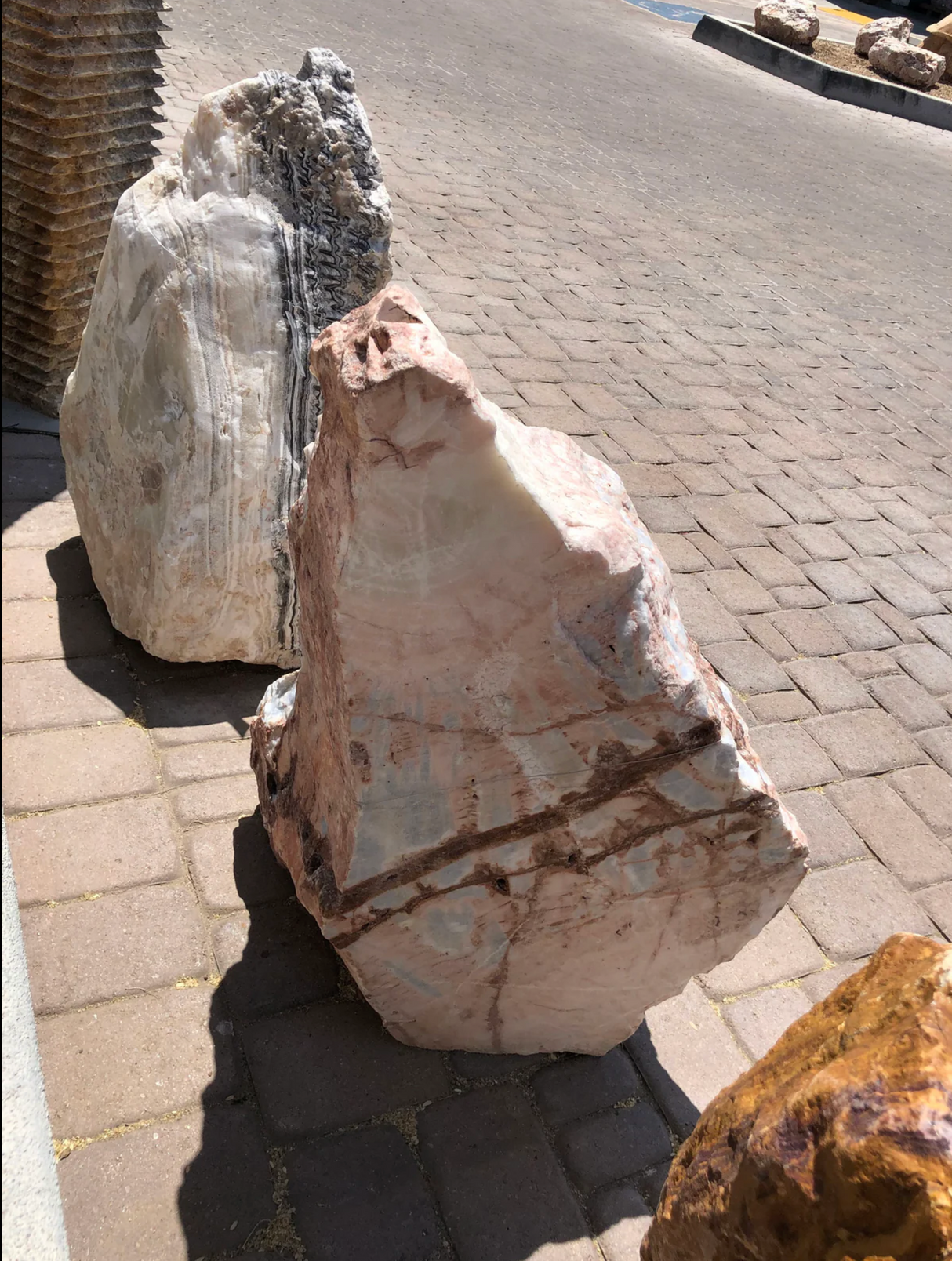 Cherry Blossom Onyx Fountain - Boulder With 1 Cut Side