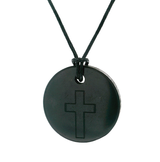 Shungite Necklace On Cord - Engraved with Cross