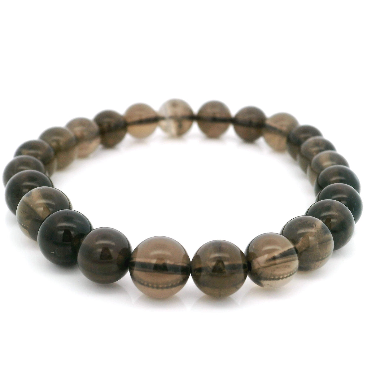 Smoky Quartz Beaded Bracelet - 7.5-8.5 mm Round