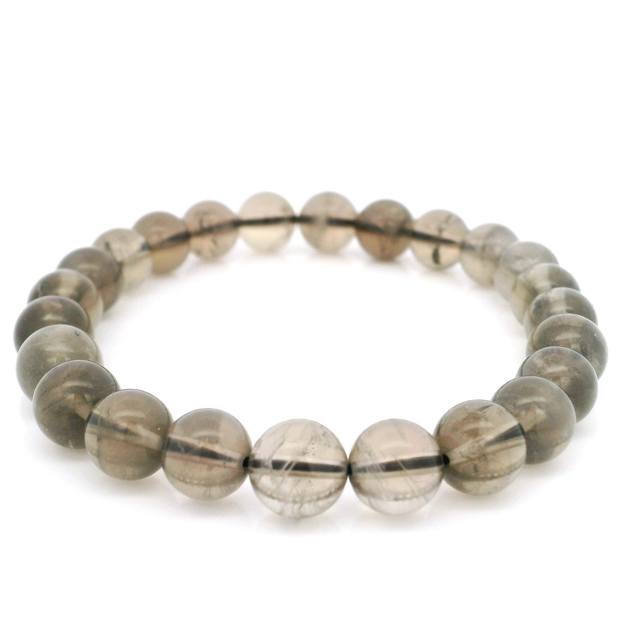 Smoky Quartz Beaded Bracelet - 7.5-8.5 mm Round