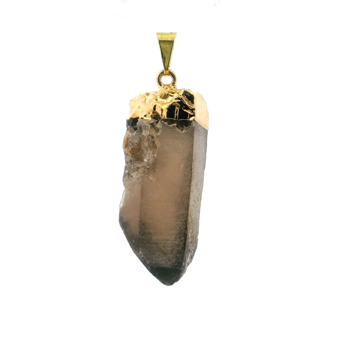 Smoky Quartz Point Pendant with Plated Gold Cap