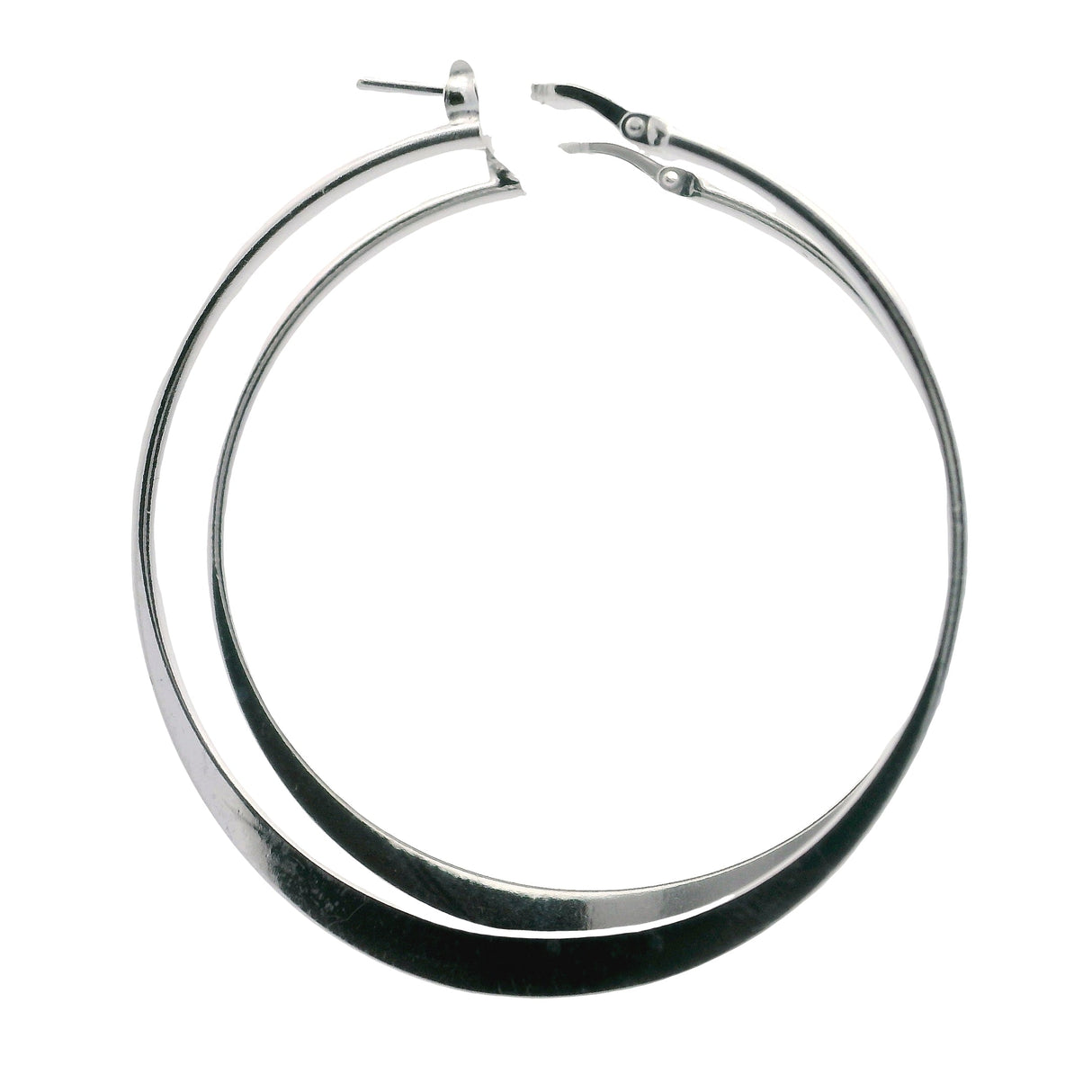 Sterling Silver Hoop Earrings - Graduated Flat Design