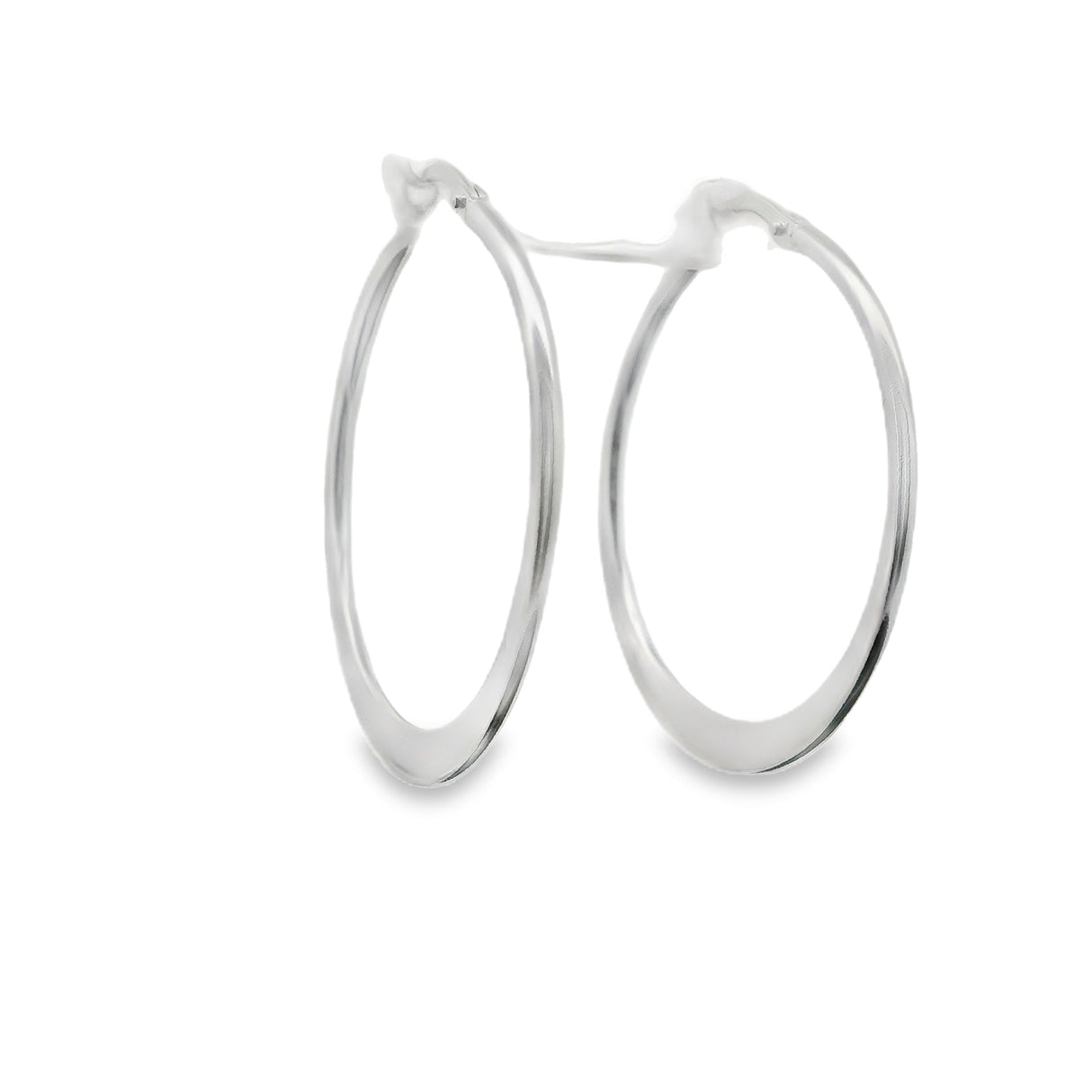 Sterling Silver Hoop Earrings - Graduated Flat Design